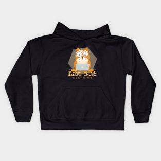 Meow-chine Learning, Orange Cat With Laptop Kids Hoodie